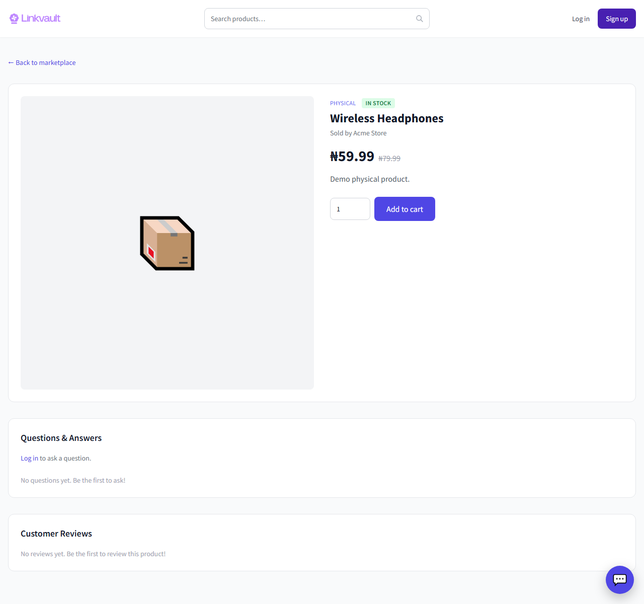 A product page with the add-to-cart button